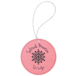 Laser Engraved Leatherette Round Ornament
