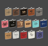 Laser Engraved Leatherette 6 oz Flask