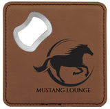 4” x 4” Square Laser Engraved Leatherette Bottle Opener Coaster