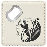 4” x 4” Square Laser Engraved Leatherette Bottle Opener Coaster