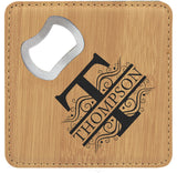 4” x 4” Square Laser Engraved Leatherette Bottle Opener Coaster