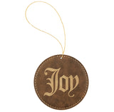 Laser Engraved Leatherette Round Ornament