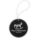 Laser Engraved Leatherette Round Ornament