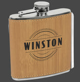 Laser Engraved Leatherette 6 oz Flask