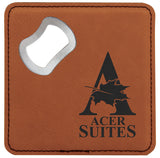 4” x 4” Square Laser Engraved Leatherette Bottle Opener Coaster