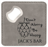 4” x 4” Square Laser Engraved Leatherette Bottle Opener Coaster