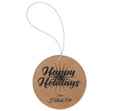 Laser Engraved Leatherette Round Ornament
