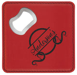 4” x 4” Square Laser Engraved Leatherette Bottle Opener Coaster