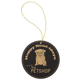 Laser Engraved Leatherette Round Ornament