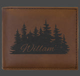 Laser Engraved Leatherette Bi-fold Wallet with Flip ID Display