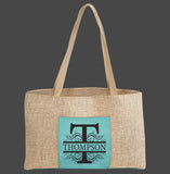 19”x12” Burlap Bag with Laser Engraved Leatherette Gusset