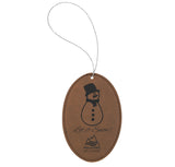 Laser Engraved Leatherette Oval Ornament