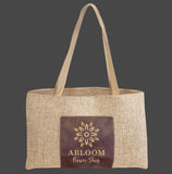 19”x12” Burlap Bag with Laser Engraved Leatherette Gusset