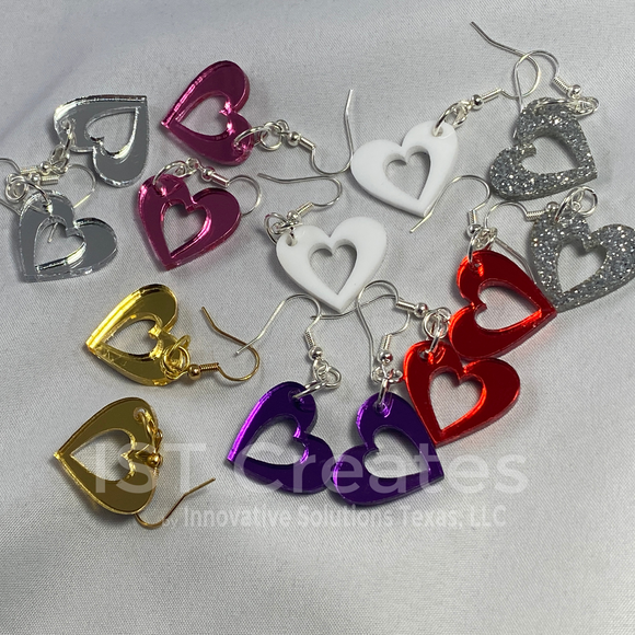 Acrylic heart dangle earrings