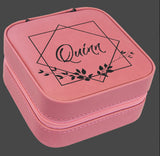 Laser Engraved Leatherette 4”x4” Travel Jewelry Box