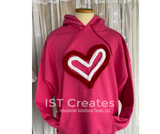 X’s and hearts embroidered super soft hoodie