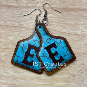 Turquoise Monogrammed Ear Tag Earrings