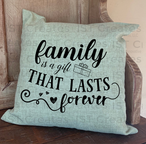 Family Gift Forever Sublimated 18" x 18" Throw Pillow Cover