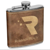 Laser Engraved Leatherette 6 oz Flask