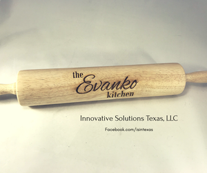 Large laser engraved wooden rolling pin