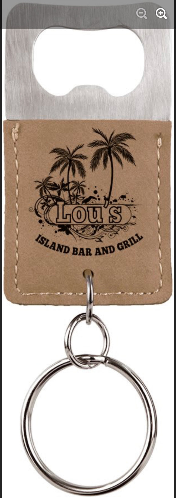 Laser Engraved Leatherette Rectangle Bottle Opener Keychain