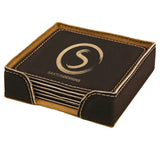 Laser Engraved Leatherette Square Coaster Set