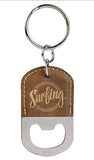 Laser Engraved Leatherette Oval Bottle Opener Keychain