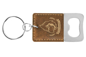 Laser Engraved Leatherette Rectangle Bottle Opener Keychain