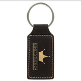 Laser Engraved Leatherette Rectangle Keychain