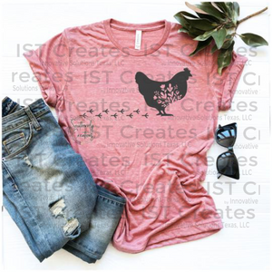 Walking Floral Chicken T-shirt